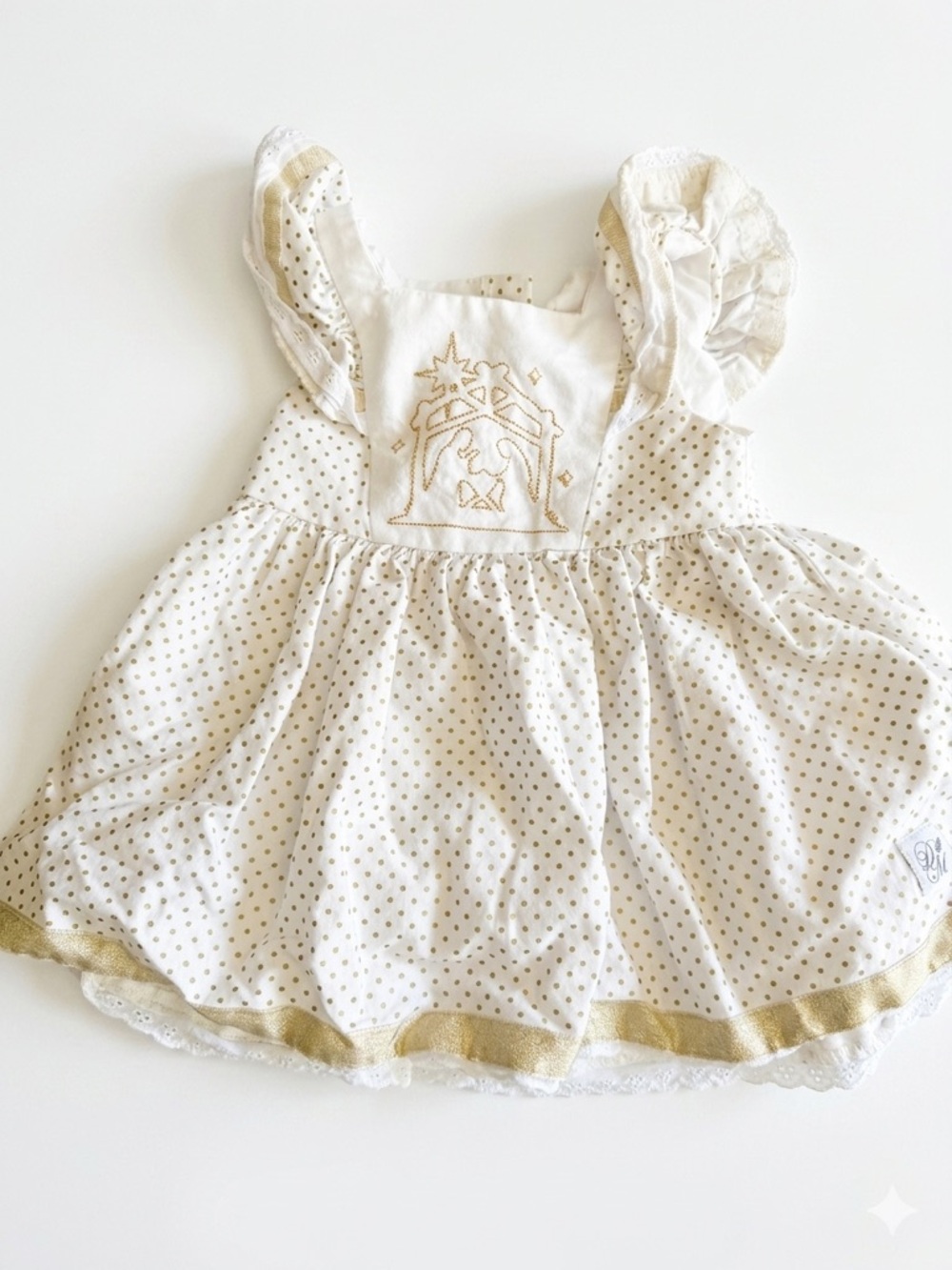 Darling Mae by Ricrac & Ruffles Nativity Dress - "Born Is The King" - 18M EUC